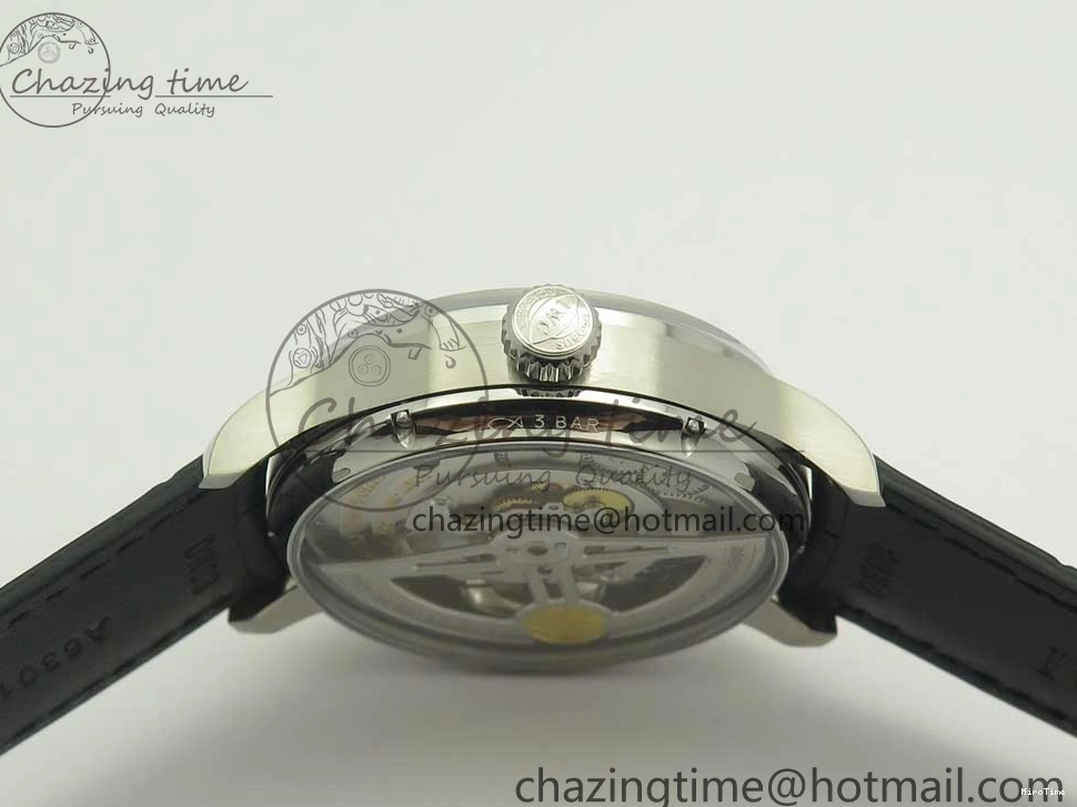 MIROTIME 0714 Popular Portuguese Flying Tourbillon SS Gray Dial 2 Sub Dials on Black Leather Strap 7159